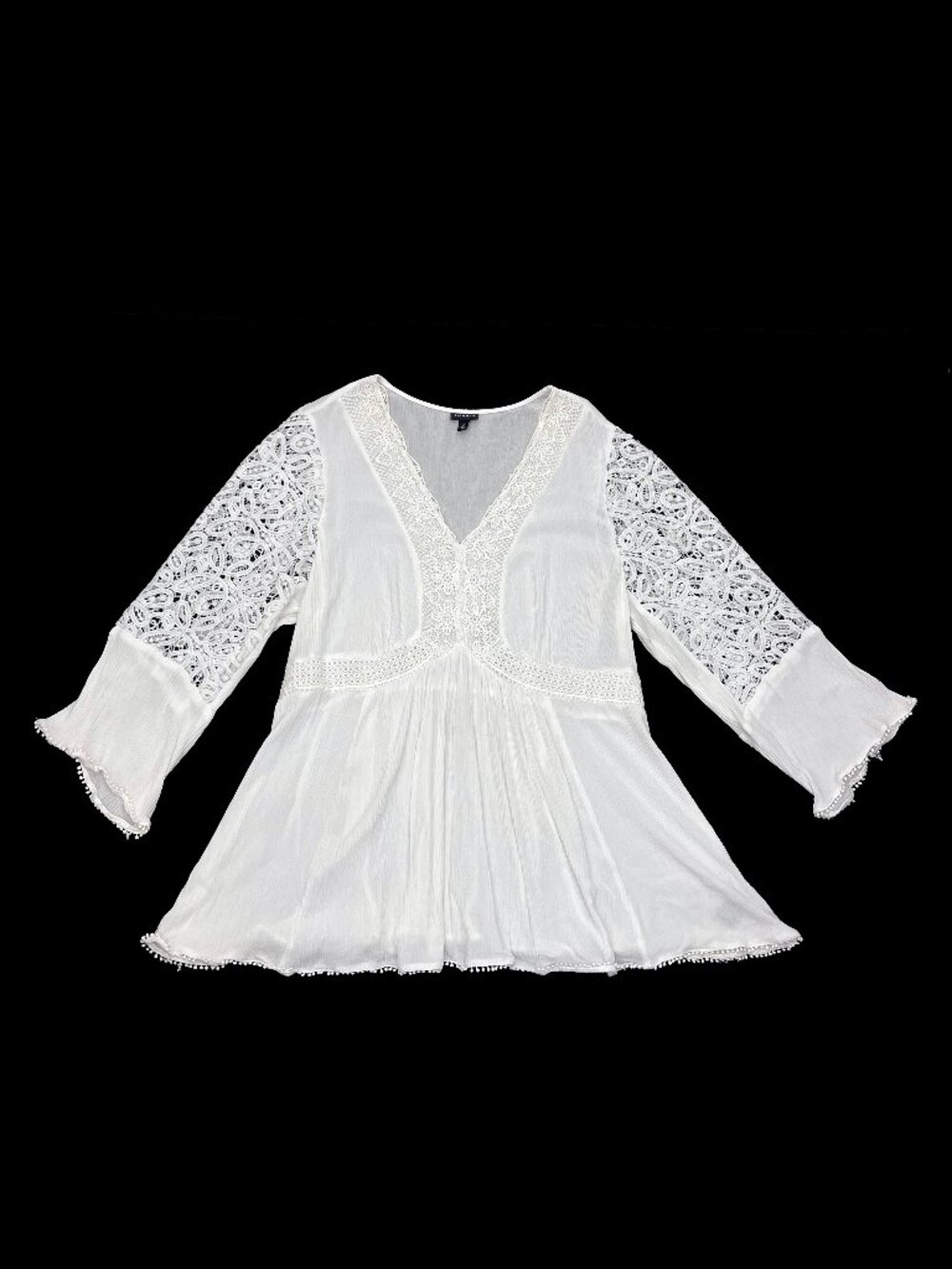 Torrid Babydoll Crinkle Gauze Lace Detail White Top Womens 2 18/20 2X